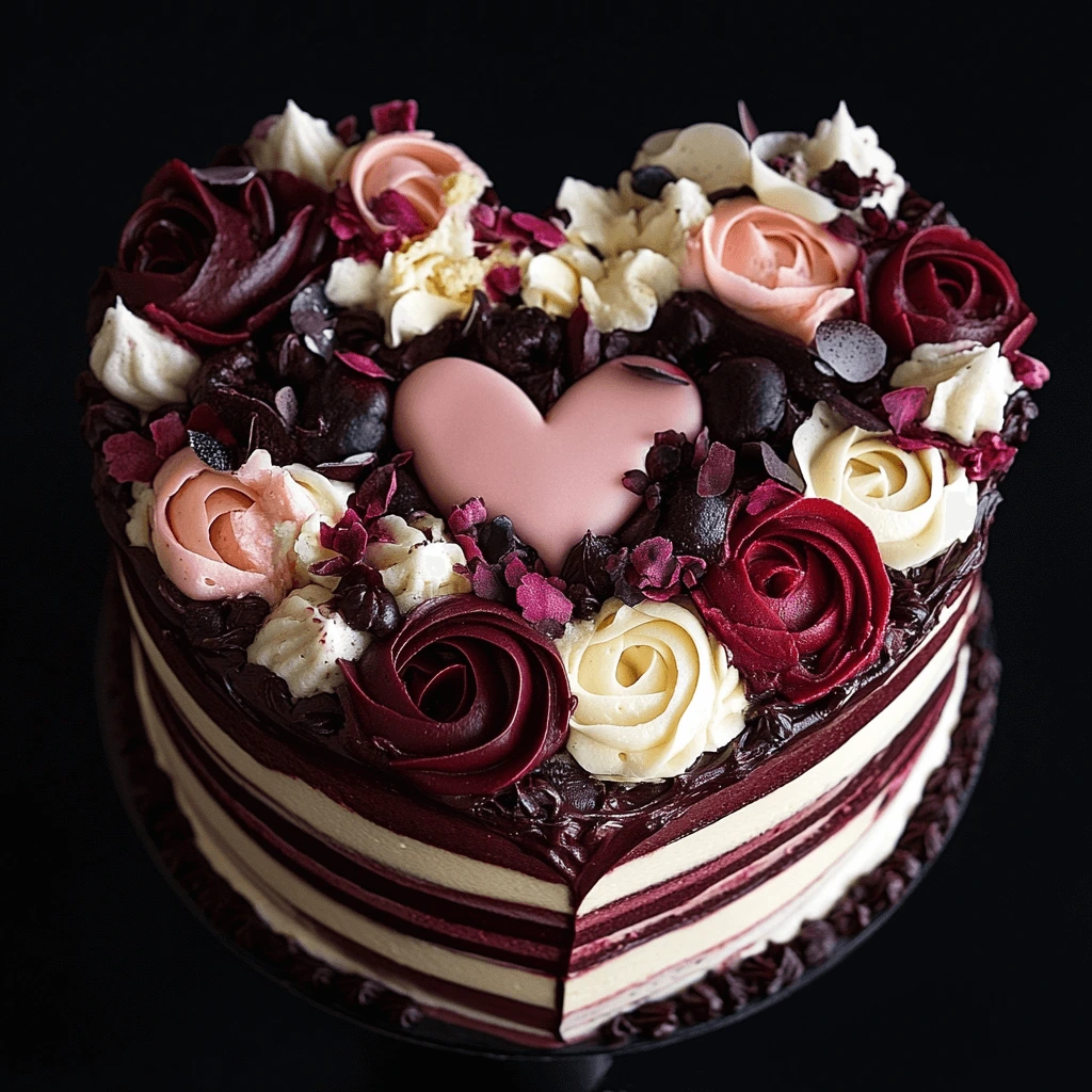 Perfect heart-shaped cake decorated with frosting and fresh berries for a romantic occasion