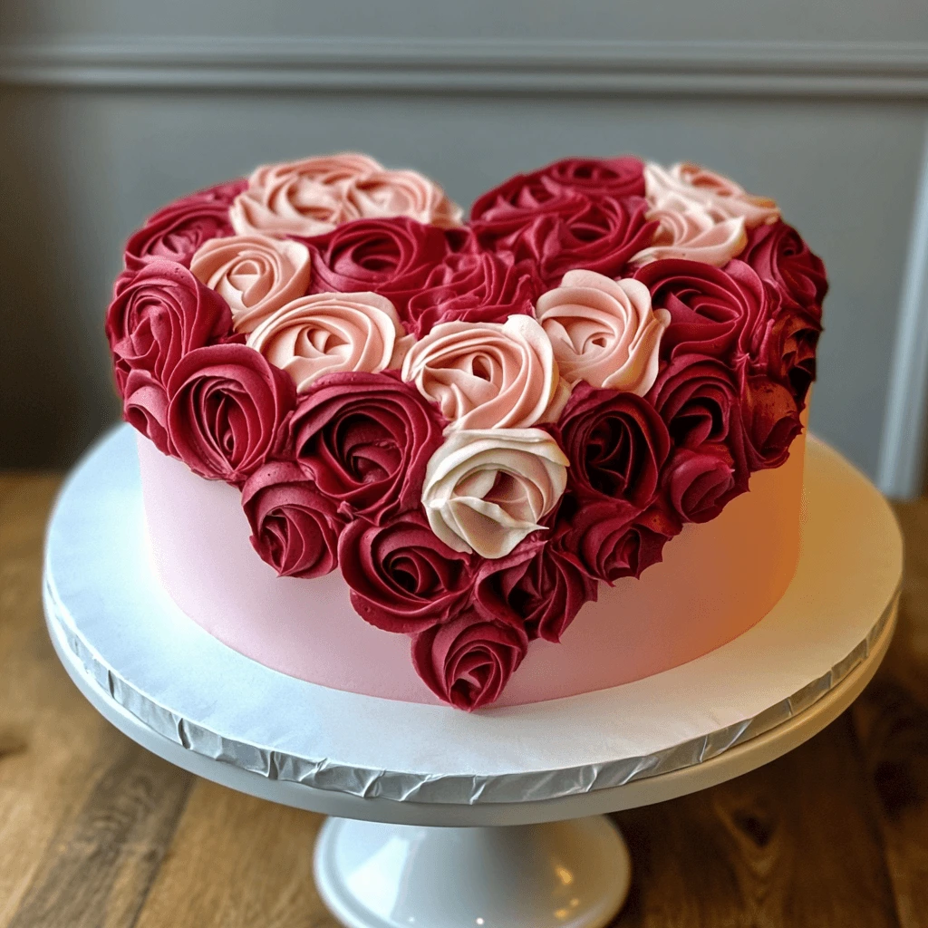 Heart-shaped cake with fondant decorations and intricate piping, perfect for anniversaries or weddings