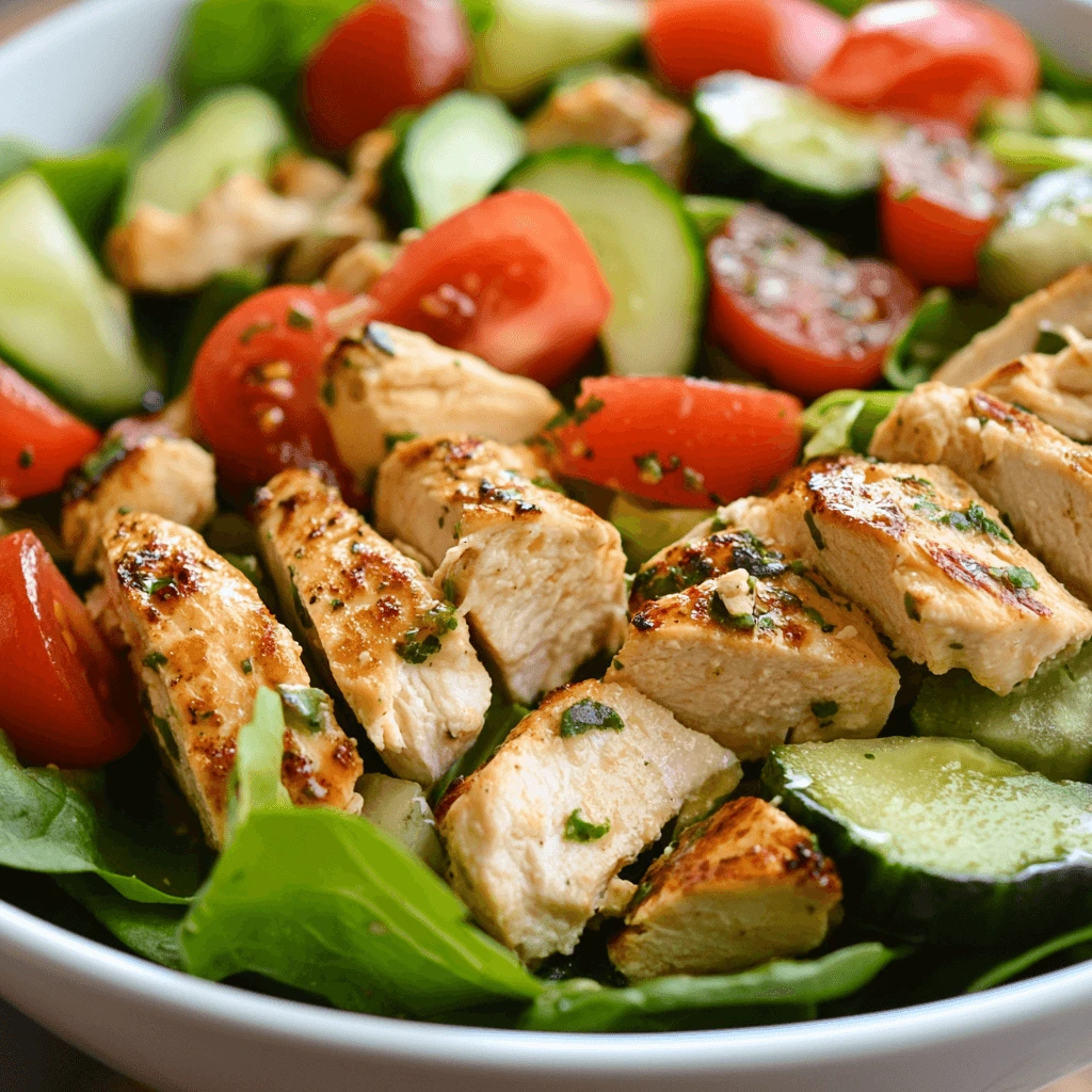 Close-up of a creamy chicken salad in a bowl with grapes, celery, and nuts mixed in for a healthy, flavorful meal